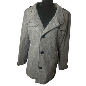 Flex Supply Trench Coat‎ Mens XL Gray single Breasted Notch Lapel Outdoor Wear